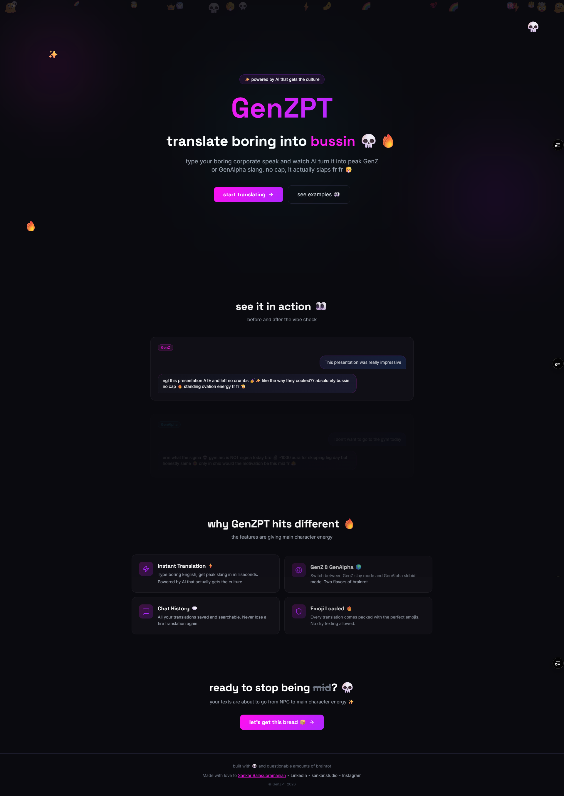 GenZPT - GenZ slang translator